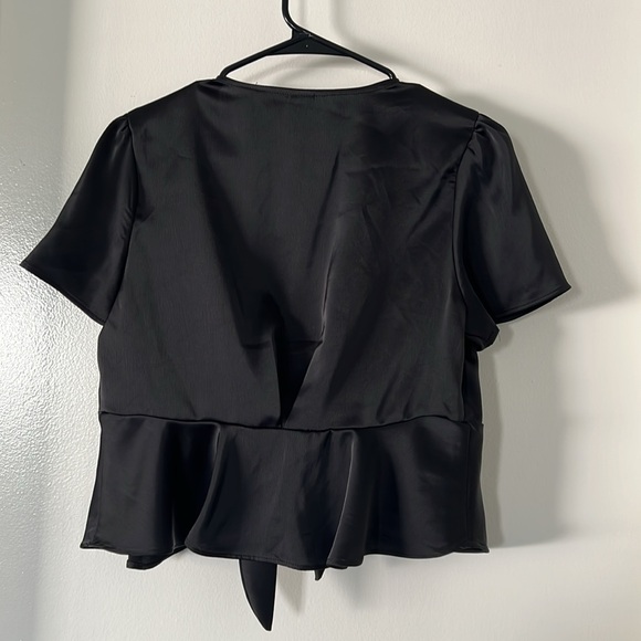 Wild Fable black satin wrap tie cover up size M - Picture 5 of 11
